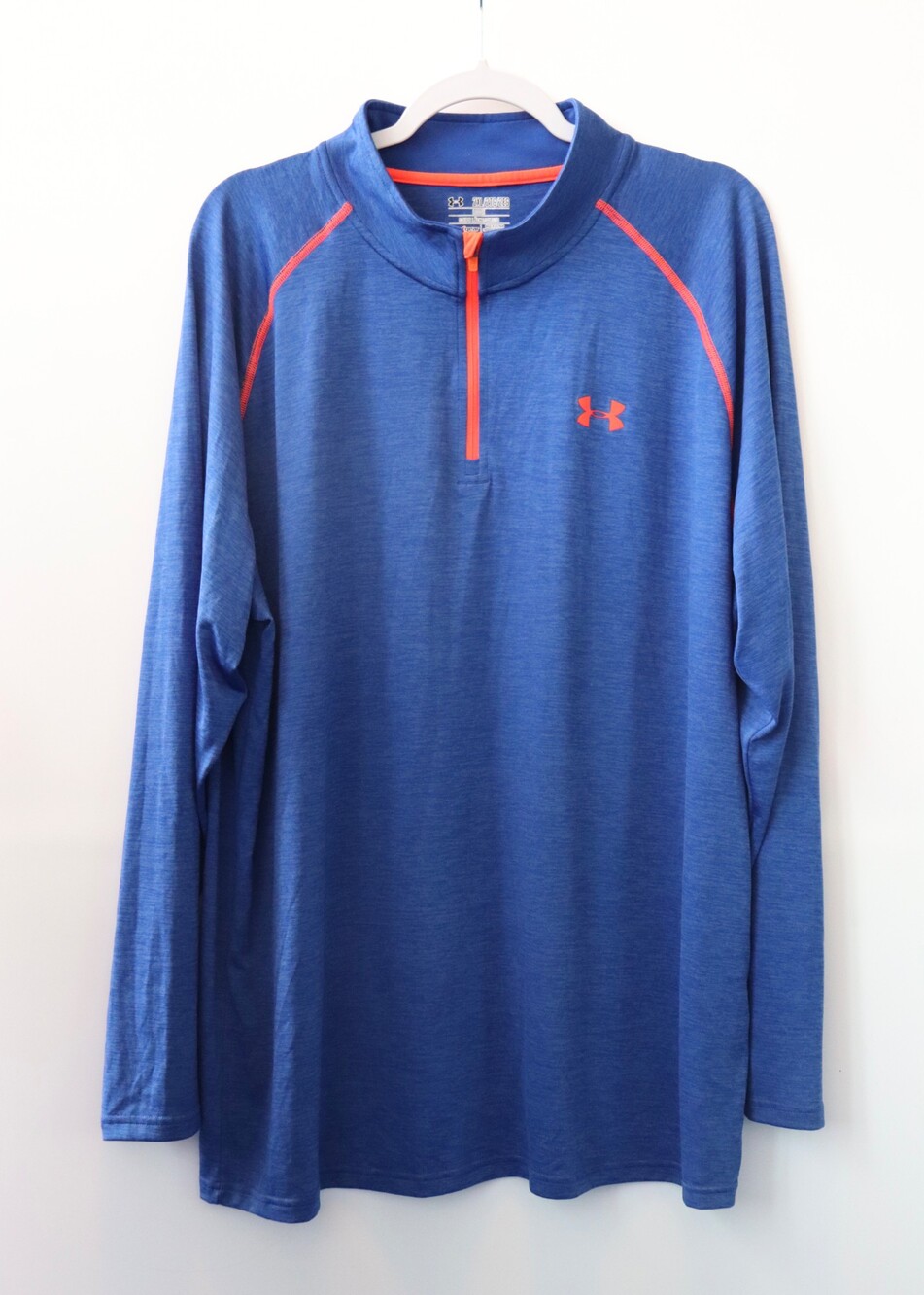 Under Armour HeatGear Long Sleeve 2XL Blue Heathered Quarter Zip Pullover